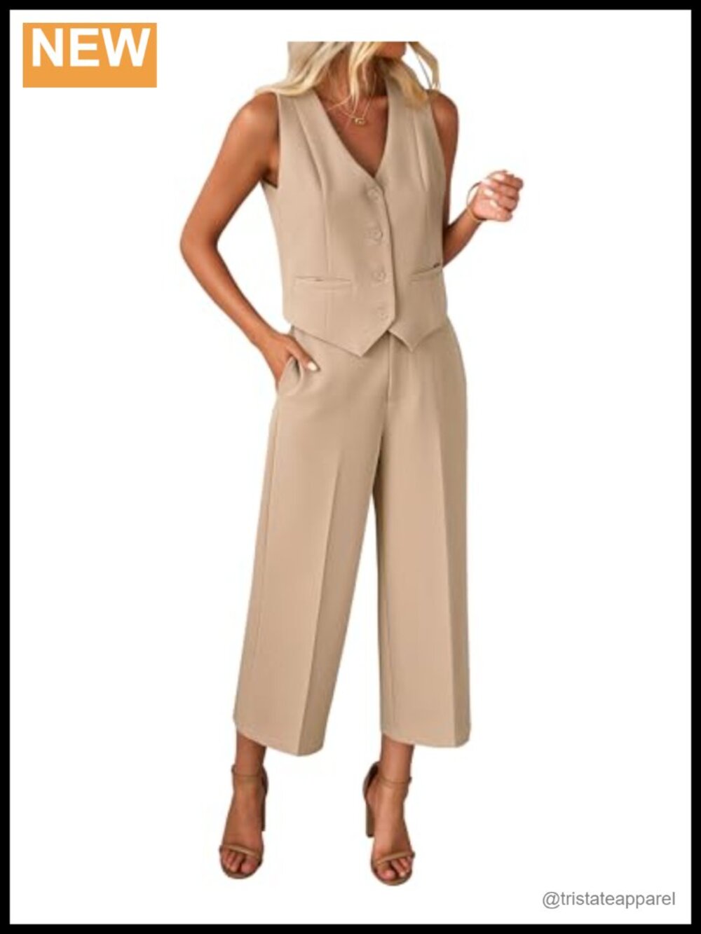 luvamia Vest Pant Suits for Women Dressy Wide Leg 2 Piece Sets Work Outfits